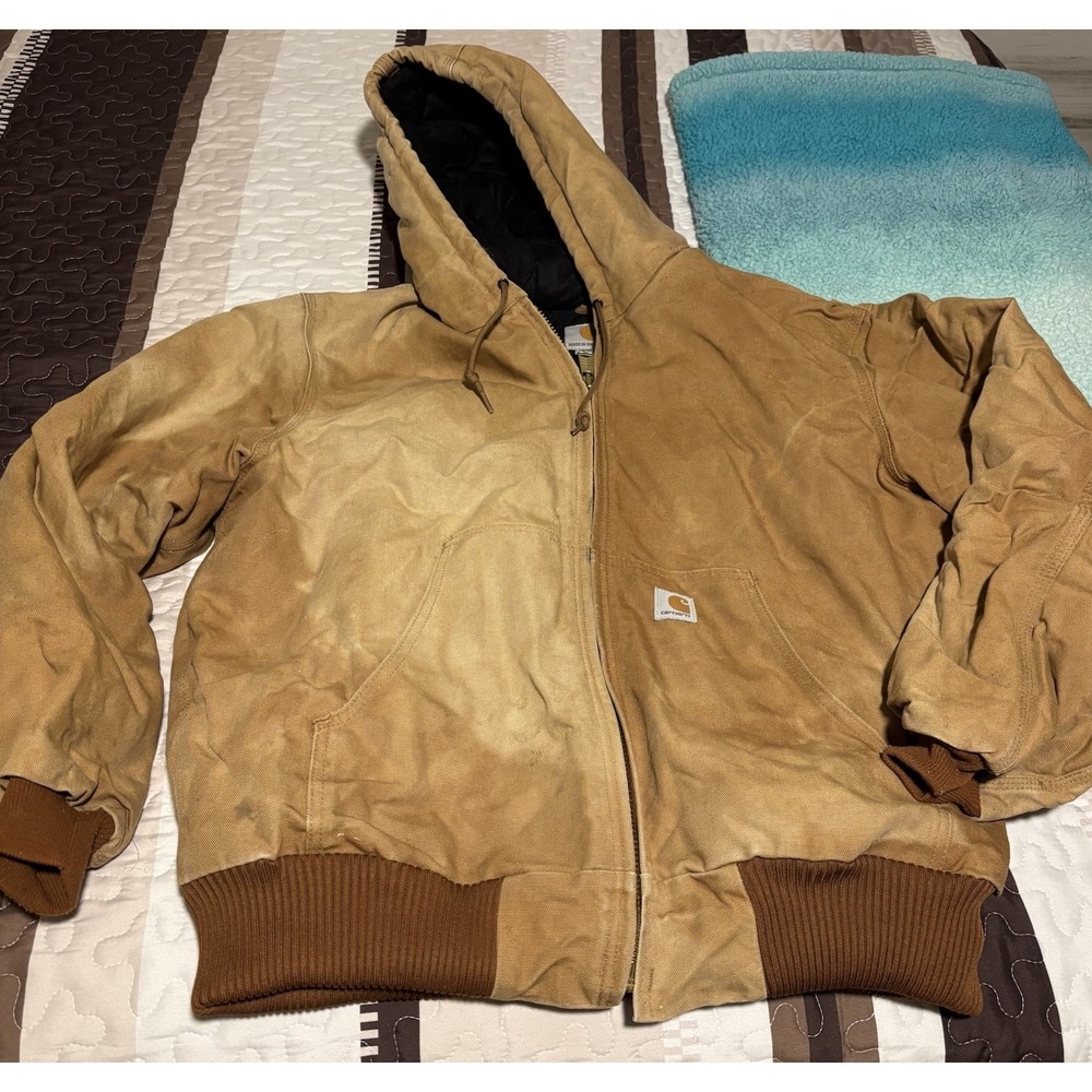 Vintage Carhartt J140 BRN Active Jacket Large USA Authentic Workwear Distressed